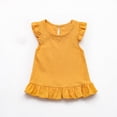 thumbnail image 2 of LLYWEY Toddler Girls Ruffle Tops, Baby Girl Linen Ruffles Hem Sleeveless T-Shirts, Kids Solid Color Keyhole Back Summer Round Neck Sleeveless Loose Casual Blouses Shirts, Style-T-12, Yellow, 4T, 2 of 9