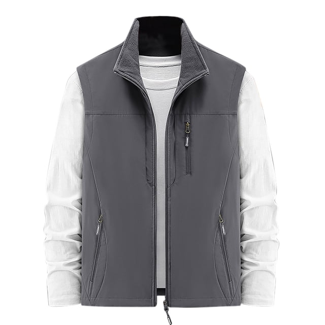 Birdeem Mens Thin Workwear Solid Color Stand Collar Sleeveless Jacket Tank Tops