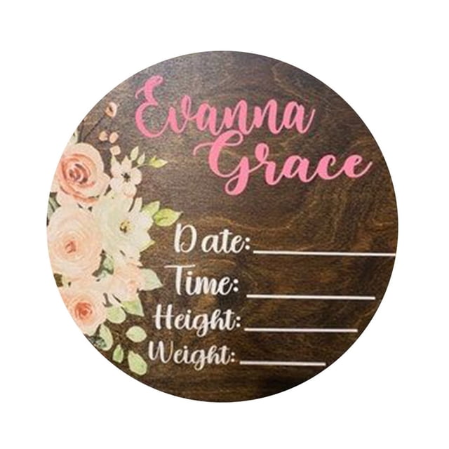 Birth Announcement Plaque Engraved Ornamental Cute Baby Name Reveal Sign Keepsake for Photo Props