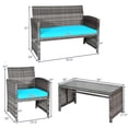 thumbnail image 4 of Costway 8PC Patio Rattan Furniture Set Glass Table Top Cushioned Sofa Turquoise, 4 of 10