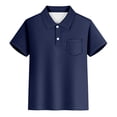 thumbnail image 1 of Luvoko Big Boys Golf Polo Shirts,Solid Color Print Uniform Performance for Big Boys Active Golf Shirts with Collar, Front Button Closure(Navy,9-10 Years), 1 of 4