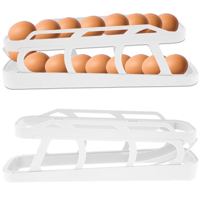 Egg Roller rack 2-Layer Egg Roller rack Reusable automatic sliding egg Fresh Organizer home refrigerator Kitchen