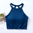 thumbnail image 2 of AherBiu Camisoles Courtes pour Femmes avec Soutien-Gorge Intégré, Tricot Côtelé, Col Licou, Décontractées pour Sorties, 2 of 5