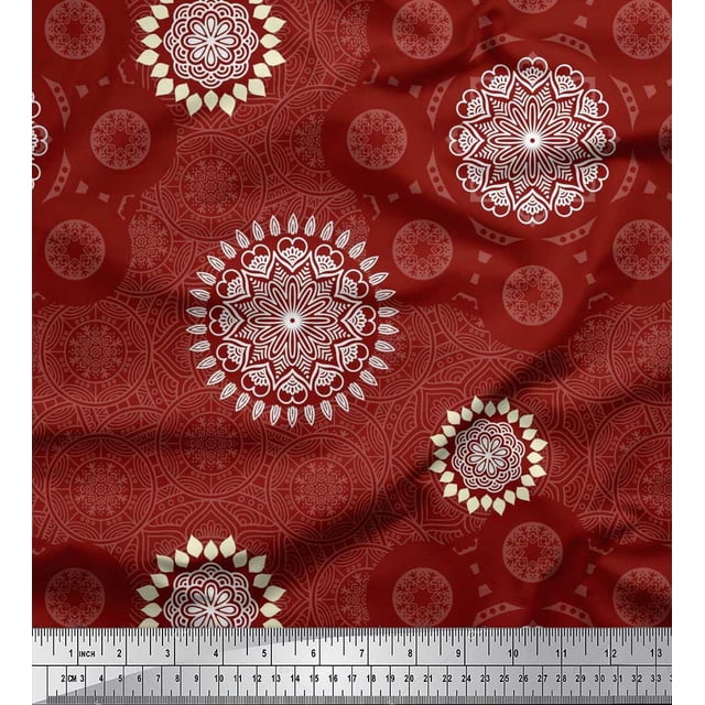 Soimoi Cotton Duck Fabric Mandala Ethnic Decor Fabric Printed Yard 56 Inch Wide
