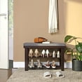 thumbnail image 2 of SONGMICS Bamboo Shoe Bench, 2-Tier Shoe Rack, 11.4 x 28 x 19.3 Inches, Brown and Gray, 2 of 6