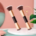 thumbnail image 4 of 1 PCS Double Head Makeup Brush, Wooden Handle, Skin-Friendly Material, for Foundation/Powder/Eye Shadow, 4 of 8