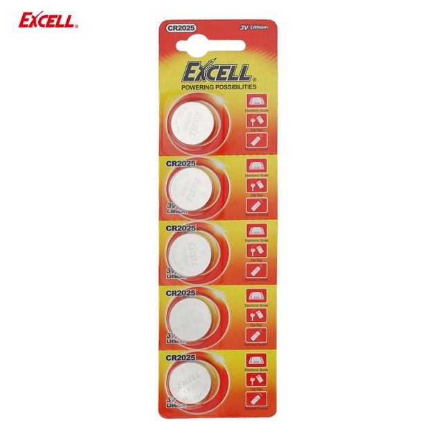 2 PACKS EXCELL 5pcs 3V CR2025 Lithium Coin Cell Button Battery for Toys Remote Battery Silver