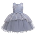 thumbnail image 1 of B91xZ Robe à Manches Courtes pour Fille, Imprimée, Décontractée, Soirée, pour Enfants, Gris 18-24 Mois, 1 of 5