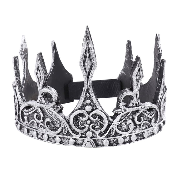 Antique Silver King Crown Royal Medieva Crown Headband PU Crown Men Soft Crown Headdress Party Favors