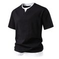 thumbnail image 1 of Styesk T Shirts for Man Double Fashion Fake Two Short Sleeve T-shirt Large Size Fallow Base Shirt, 1 of 4