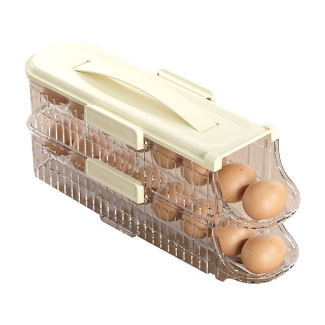 Boîte de Rangement pour Ufs, Support Roulant pour Porte de Réfrigérateur, Boîte de Rangement Empilable pour Réfrigérateur, Boîte de Cuisine, Support de Rangement en Plastique