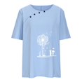 thumbnail image 4 of CHUANK Hauts pour Femmes en Liquidation à Moins de 10$ Hauts pour Femmes Décontractés Printemps Été Manches Longues Coton Lin Imprimé Graphique Pissenlit Col Rond Blouses Vintage Grande Taille, 4 of 6