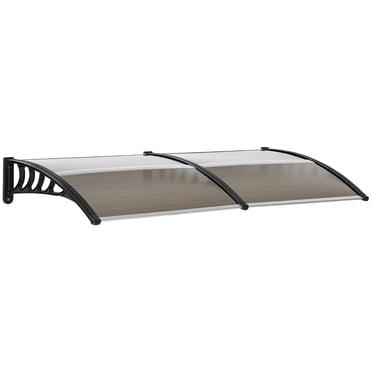 Outsunny Auvent de Fenêtre, Auvent de Porte, Couverture de Patio Extérieur en Polycarbonate pour Porte d'Entrée, Abri Solaire, Drap Creux pour Protection contre les UV, la Pluie, la Neige et la Lumière du Soleil, Brun, 40 Pouces x 80 Pouces