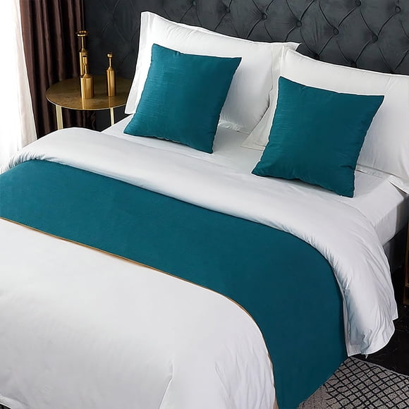 Bed Runners for Queen Size Bed, Solid Color Decorative Accent Bedding Scarf for Hotels Homes and Guestrooms, Twin, Queen, King(Dark Green,50 * 50cm(Pillow Case))