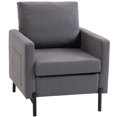 thumbnail image 1 of HOMCOM Accent Chair Modern Upholstered Armchair w/ Side Pockets, Dark Grey, 1 of 10