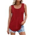 thumbnail image 1 of Besolor Débardeur pour Femme Grande Taille Col Rond Sans Manches Chandails Basiques devant Plissé Décontracté Sortie Blouse d'Été T-Shirts, 1 of 6