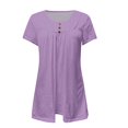 thumbnail image 4 of Baberdicy Ruched Tunic Tops for Women - Casual Short Sleeve Blouses (Leggings Matching, Spring/Summer Outfits) Purple S, 4 of 4