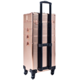 thumbnail image 3 of Chariot de Maquillage Professionnel en Aluminium Mobile 4 en 1 avec Compartiments et Roues Multiples, Or Rose, 3 of 6