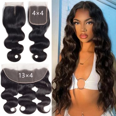 4x4 Body Wave Lace Closure Hair 13x4 Transparent Lace Frontal With Baby Hair Brazilian Remy Hair Closure Pre Plucked Human Hair Extensions Perruques Extensions de cheveux humains