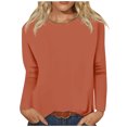 thumbnail image 1 of Timegard Womens Tops Long Sleeve Round Neck Solid Color Basic Tee Fall Casual Comfy Loose Tops Blouse, 1 of 5