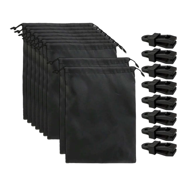 Tnarru Sac de Sable pour Rideaux d'Extérieur Sacs Lestés Accessoires pour Pavillon Tente Nappes Multifonction Réglable avec Pinces de Retenue 8 Pcs