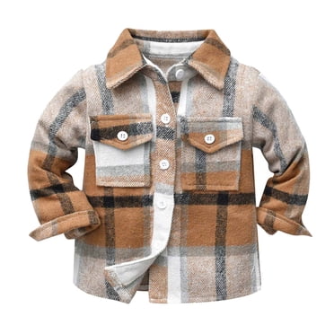 matoen Surchemise en Flanelle pour Tout-Petit à Carreaux à Manches Longues à Revers Shacket Enfants Garçons Filles Hauts d'Automne