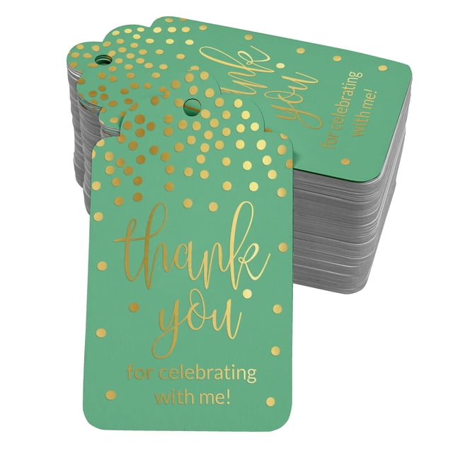 Inkdotpot Gold Foil Paper Hang Tags ThankYou For Celebrating With Me Birthday Favor Tags 50 Pack