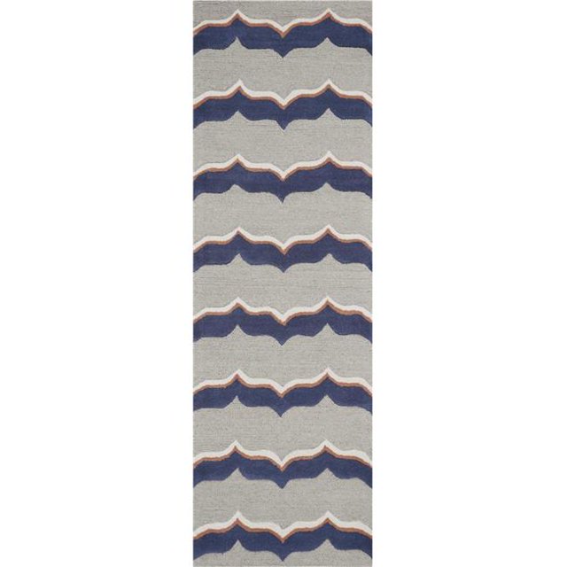 HomeRoots 354000 2 ft. 3 in. x 7 ft. 6 in. Runner Wool Putty & Indigo Area Rug