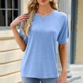 thumbnail image 4 of FAIWAD Tuniques d'Été pour Femmes Manches Courtes Col Rond Boutons T-Shirts Blouses Unies, 4 of 8