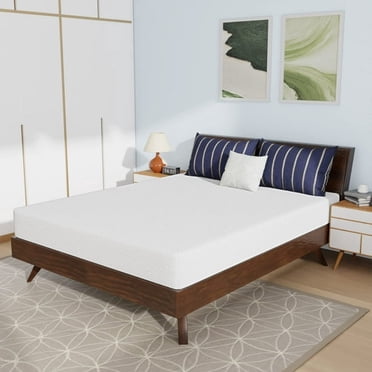 FDW Queen 8-Inch Medium-Firm Gel Memory Foam Mattress in a Box, CertiPUR-US Certified Bamboo Charcoal Infused, White