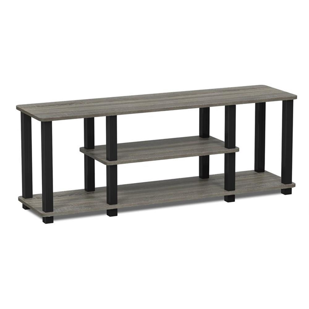 Pemberly Row Wood Entertainment TV Stand for TV up to 50" in Gray/Black