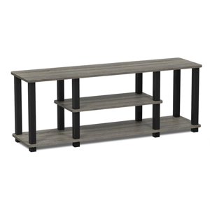 Pemberly Row Wood Entertainment TV Stand for TV up to 50" in Gray/Black