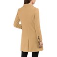thumbnail image 3 of INSPIRE CHIC Women's Notched Lapel Collar Double Breasted Mid Length Overcoat, 3 of 7