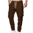 thumbnail image 3 of YOIAVAIOY Fleece Jogger Pants for Men Drawstring Waist Cargo Sweatpants Winter Athletic Pants with Flap Pockets Coffee M, 3 of 6