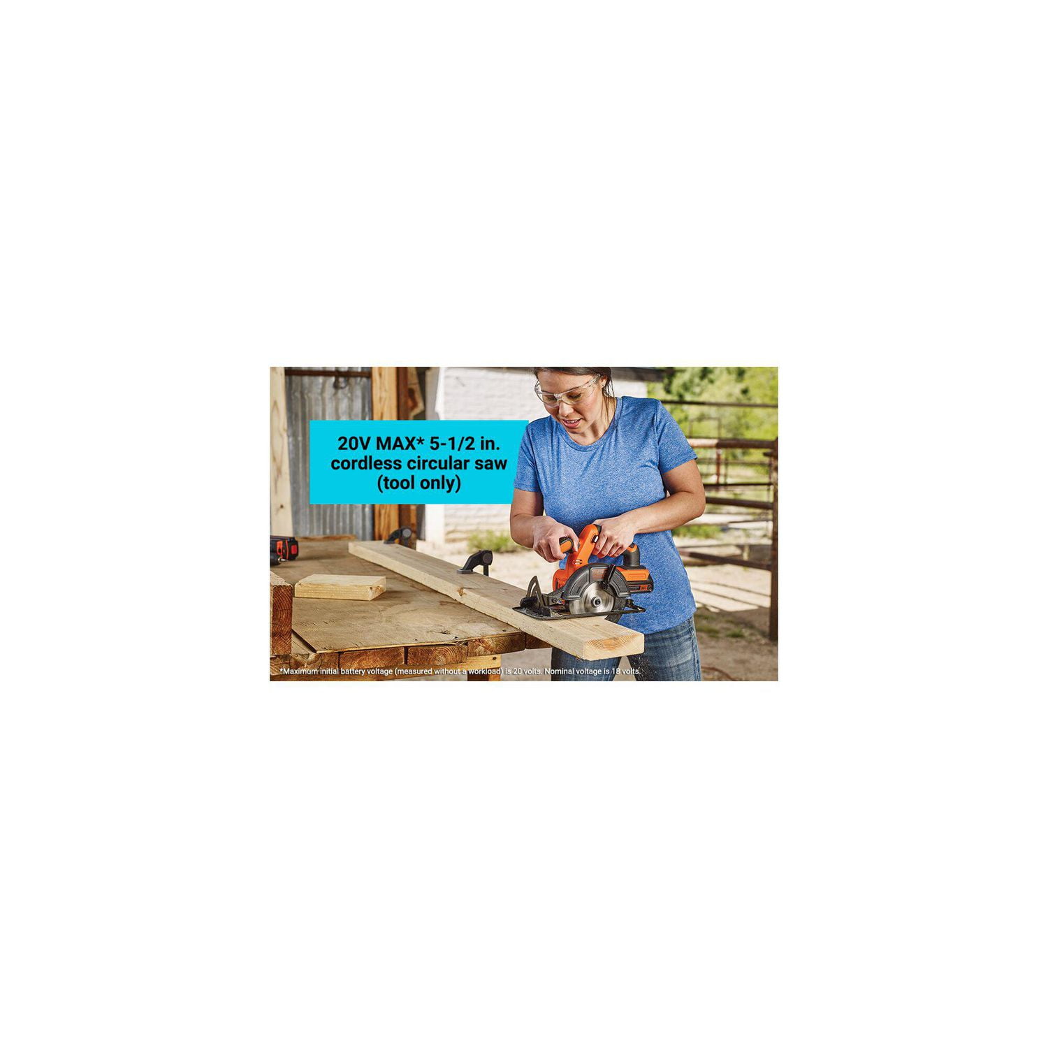 BLACK+DECKER Scie circulaire sans fil 20V MAX* POWERCONNECT™ 5-1/2 in. Scie circulaire sans fil, outil seul