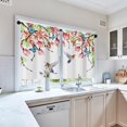 thumbnail image 5 of Flower and Bird Kitchen Curtains Butterfly Window Curtains and Valances Set 36 Inch, Watercolor Pink Botanical Short Tier Curtain for Kitchen, Spring Floral Small Kitchen Decor 52" x 24", 5 of 5