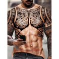 thumbnail image 1 of Lefu Men 3D Muscle Tattoo Print T-Shirt Short Sleeve Digital Printing Shirts Tops Tee, 1 of 9