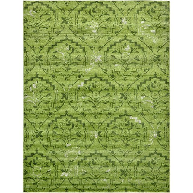 Unique Loom Damassé Tapis Floral Victorien 9' x 12' Rectangle Vert/olive