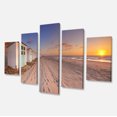 thumbnail image 2 of Row of Beach Huts at Sunset - Modern Landscape Canvas Art, 2 of 3