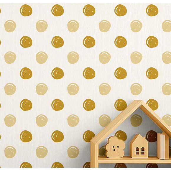 S4Sassy Peel & Stick Vinyl Wallpaper, Chic Polka Dot Print Wallpaper Contact Paper Waterproof - Mustard, 25"x120" ,Removable Walls Covering for Kids room wall decor, Baby Room, Playroom