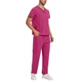 thumbnail image 4 of TIMIFIS Men and Women Scrub Set Stretch V-Neck Scrub Top and Drawstring Waist Joggers Pants Solid Color Comfort Fits Medicals Uniform with Pockets - Spring/Summer, 4 of 7