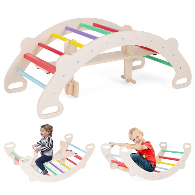 Gymax 4-in-1 Rocking Horse Climber w/ Arch Climber Crawling Tunnel for Boys & Girls