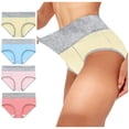 thumbnail image 2 of RKSTN 4Pc Womens Boxer Briefs High Waist Full Coverage Briefs Soft Breathable Postpartum Panties Patchwork Color Stretch Underpants, 2 of 9