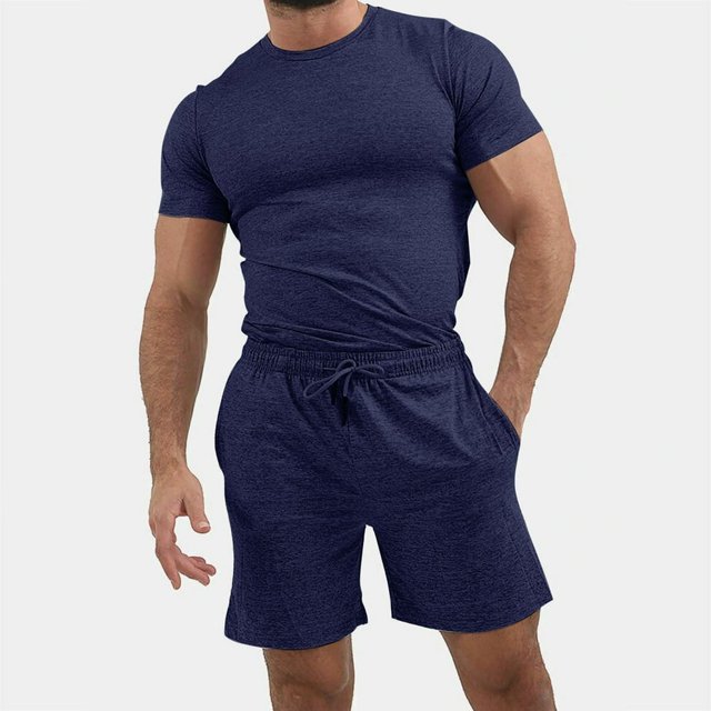 Men’s Summer 2-Piece Beach Short Sleeve Shirts & Shorts Pants Sets