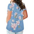 thumbnail image 4 of Summer Savings Clearance RKSTN Plus Size Tops For Women V-Neck Flowers Print Short Sleeve T-Shirt Button Summer Tops Blouse, 4 of 6