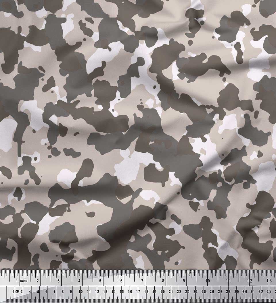 Soimoi Modal Satin Fabric Two Tone With Grey Camouflage Printed Fabric 1 Yard 42 Inch Wide