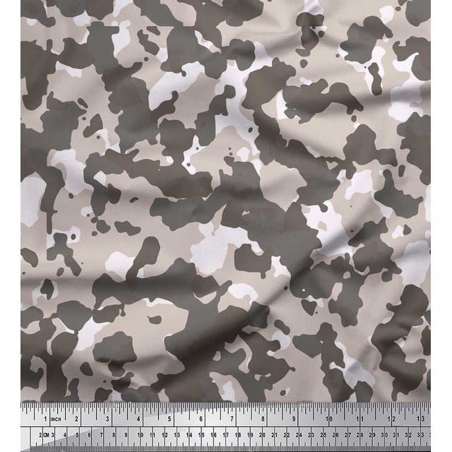 Soimoi Modal Satin Fabric Two Tone With Grey Camouflage Printed Fabric 1 Yard 42 Inch Wide
