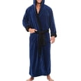 thumbnail image 1 of Innerwin Dressing Gown Solid Color Men Wrap Robe Home Hooded Thicken Plush Bath Robes Blue Black 3XL, 1 of 3