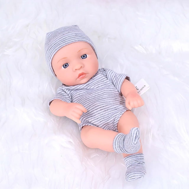 Meitianfacai 7.48 Inch Soft Newborn Baby Dolls Vinyl Baby Dolls With Clothes Set Including Pacifier Realistic Doll Look Real, Gray