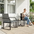 thumbnail image 2 of Outsunny 3 Pieces Wicker Patio Furniture Rocking Bistro Set with Cushions, 2 of 10